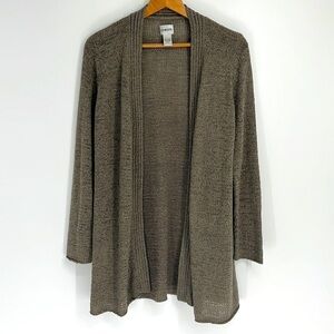 Chico’s Drapey Open Front Woven Knit  Cardigan Sweater Green Women’s Size Small
